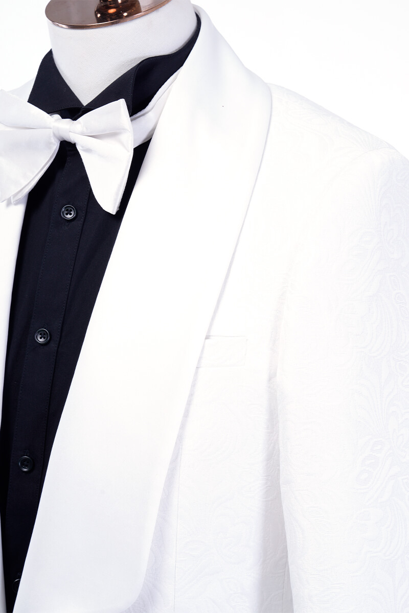white shawl lapel tuxedo